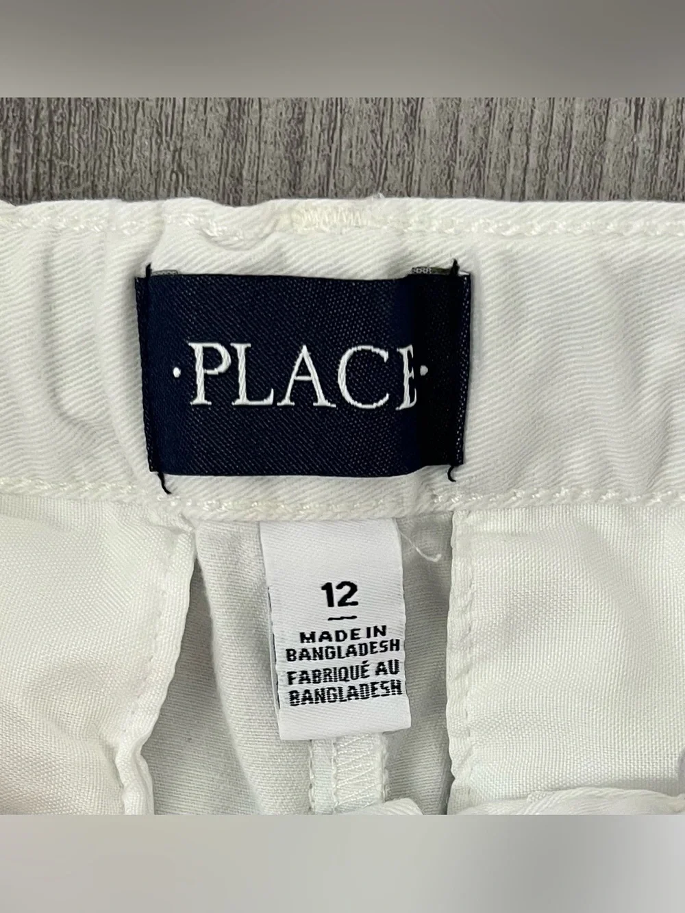 The Children's Place Boys Chino Shorts White Cotton Twill Size 12 Pockets